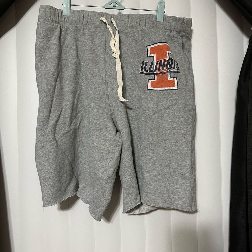 Victoria's Secret Shorts Illinois Fighting ILini College Gray Logo Front Back, V